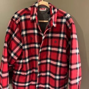 Vintage Wrangler Sherpa Fleece Lined Flannel Shirt Jacket W Pockets Men’s Large